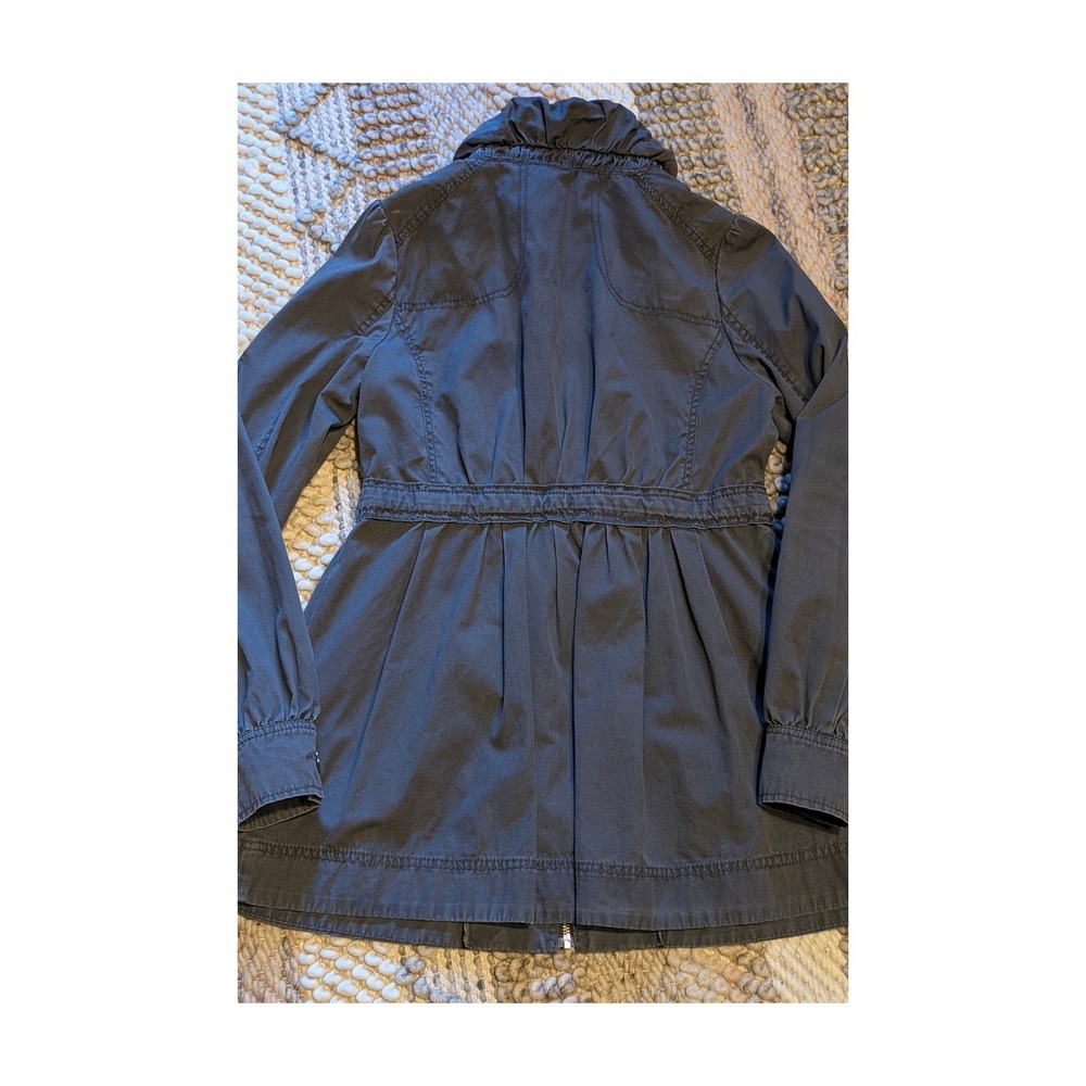 HM Gray Cotton Utility Jacket Ruffle Collar Drawstring Waist Size 6 gorpcore - Picture 3 of 11